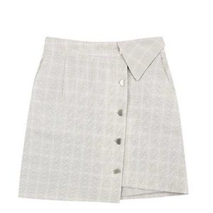 Plaid Button Mini Skirt